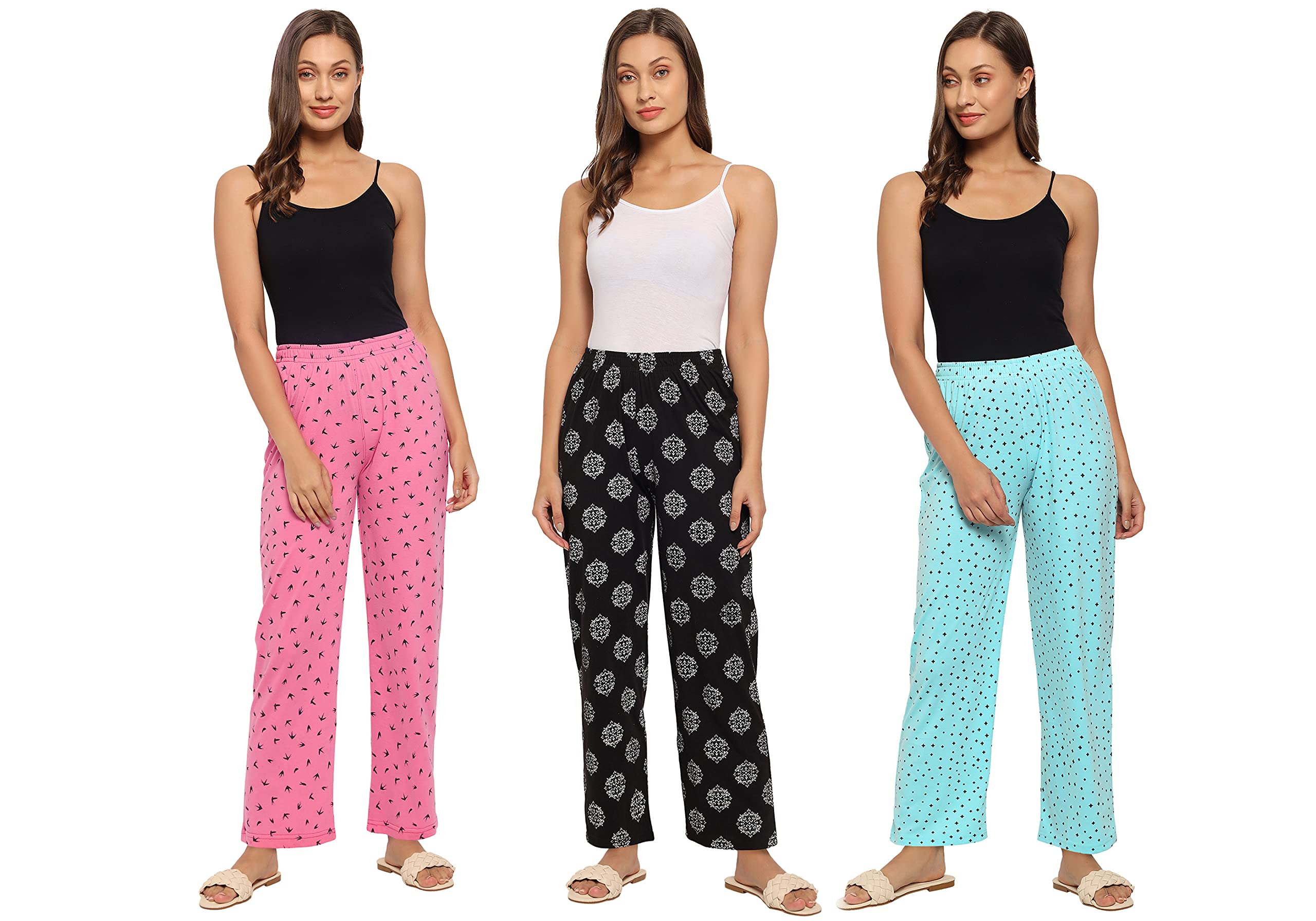 fflirtygo Women's Cotton Printed Pyjama/Women's Lounge Pants/Night Pants for Women Combo Pack (Prints and Colours May Vary)-picture-34