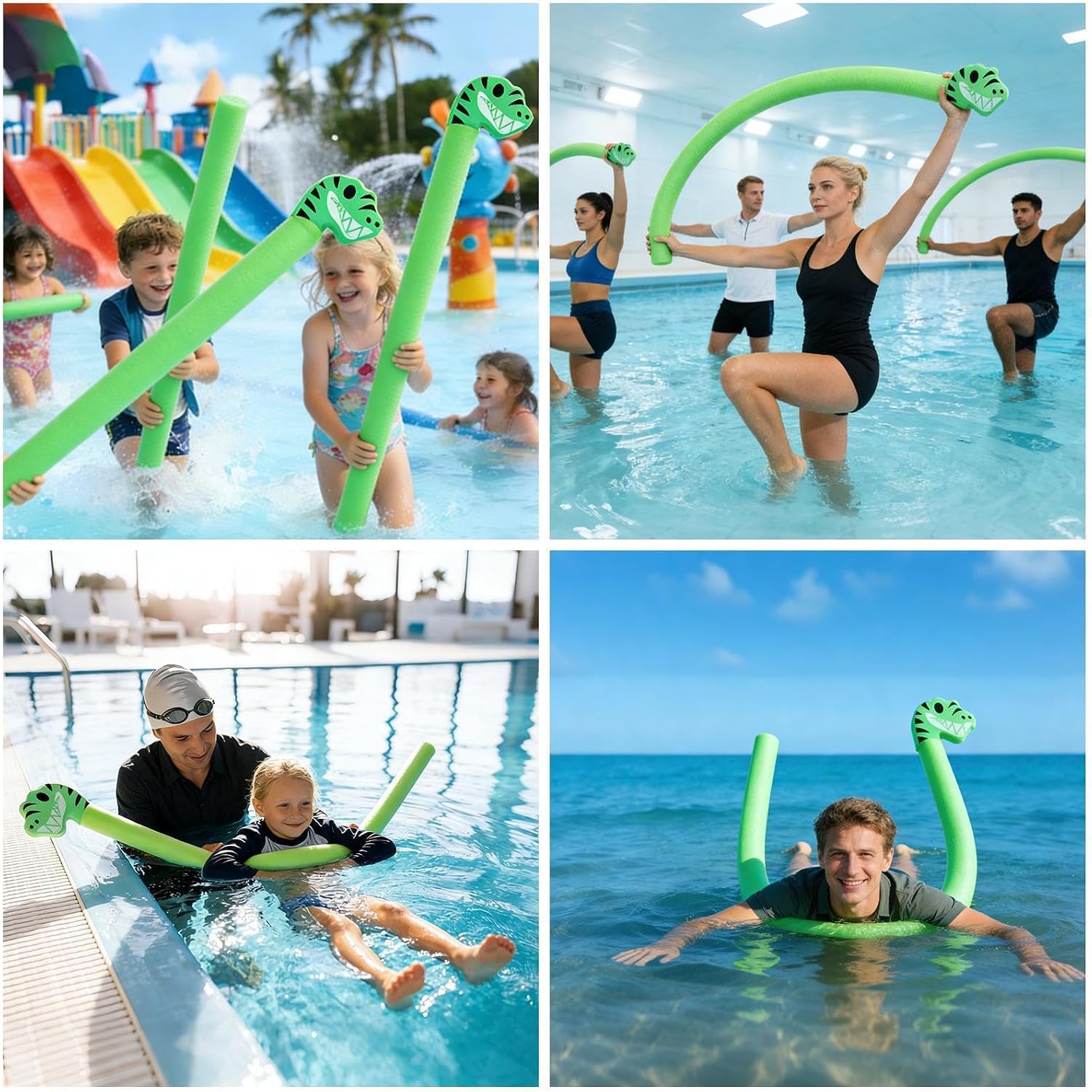 Swimming Pool Noodles Animal Head Design Floating Exercise Device | Children's Swim Noodles for Beach Party Vacation Holiday Weekend Gathering River Lake Outdoor