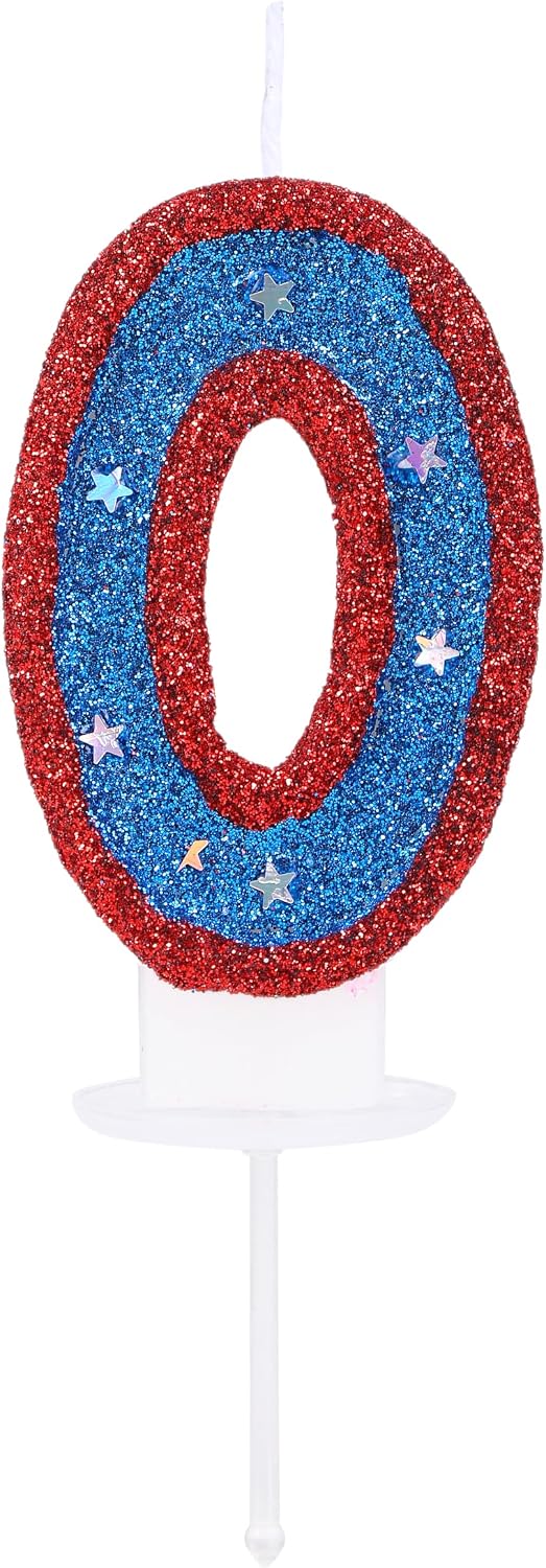 Blue Hero Number 0 Candle, Cake Topper for Boys Superhero Decor