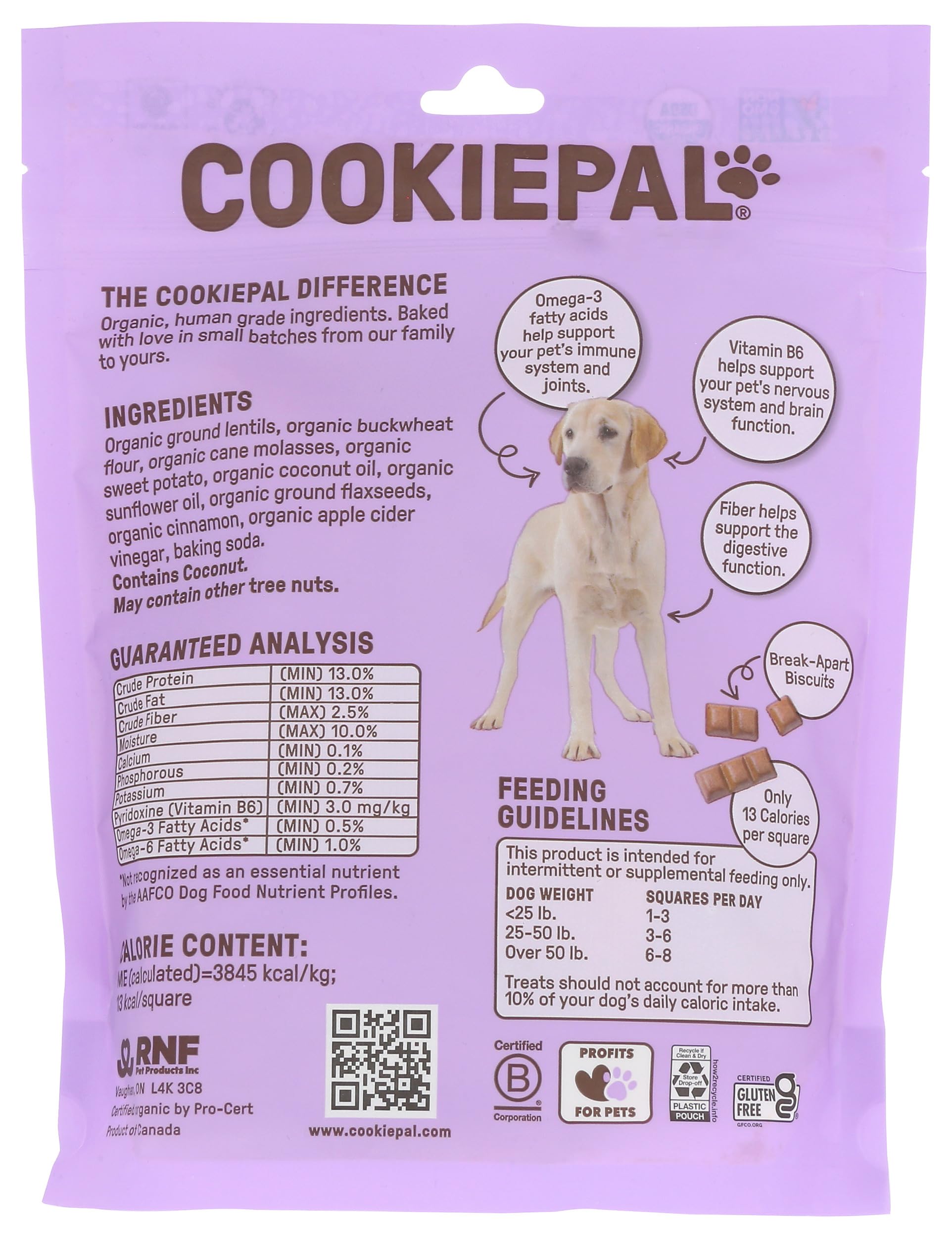 CookiePal Organic Sweet Potato Flaxseed Dog Treats, 10 OZ thumbnail 2