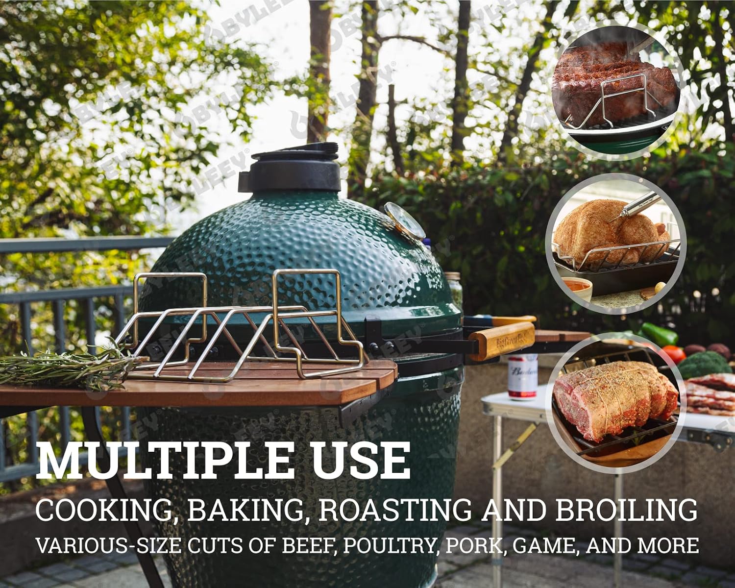 Replacement Rib and Roasting Rack for Green Egg, Turkey Roaster Rack - Stainless Steel Rib Racks for Grilling and Smoking, Holds Up to 4 Racks of Ribs, BBQ, Smoker, Kamado Grill Accessories, Small image 5