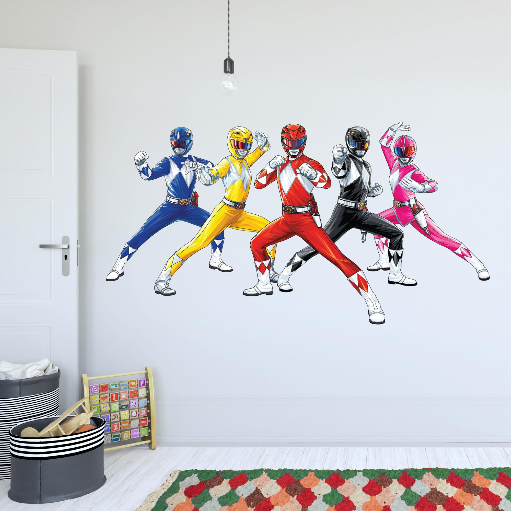 Beautiful Game Multicolor Power Rangers Wall Sticker - Group Wall Decal Kids Bedroom Mural Vinyl Art (60Cm Width X 30Cm Height)