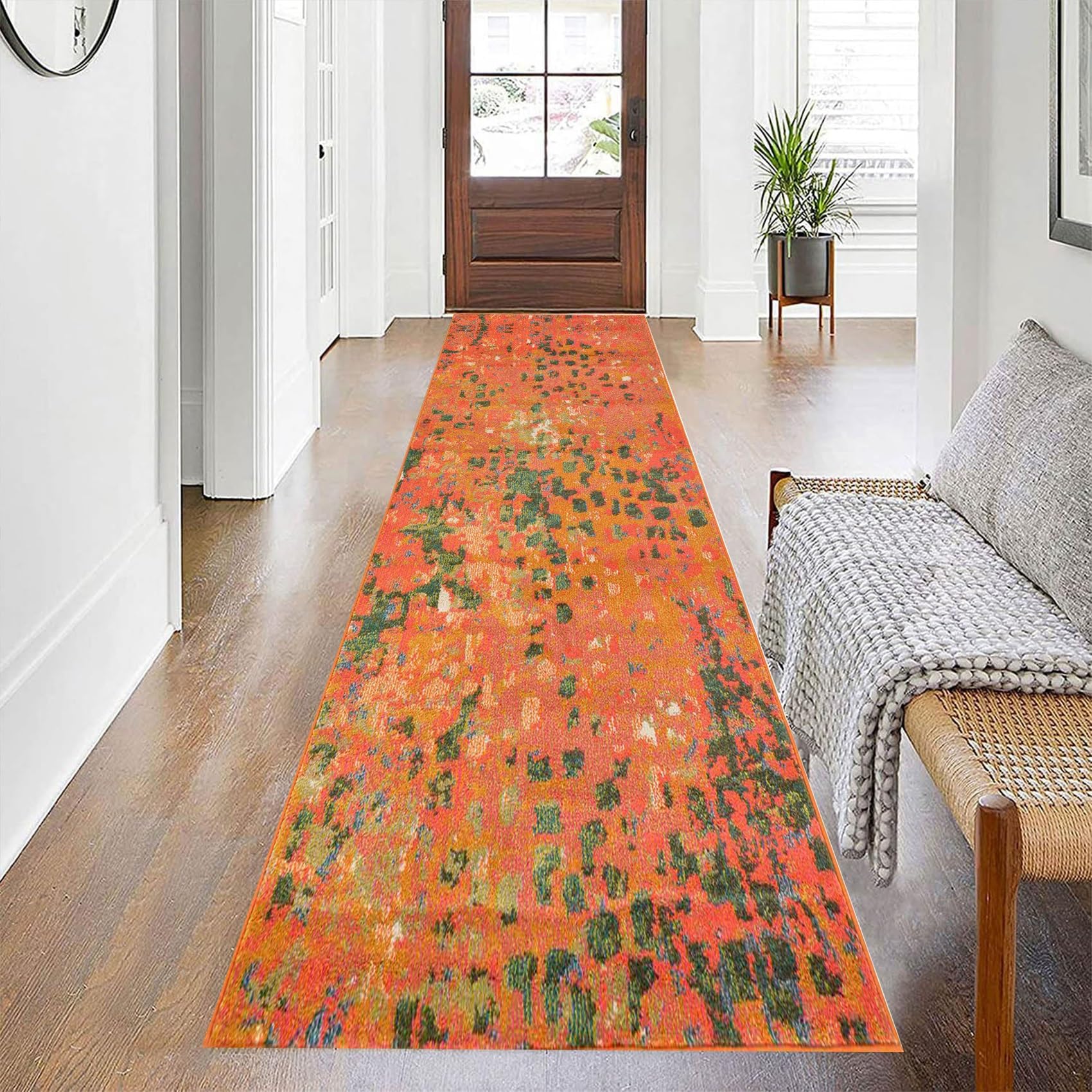 Tapis de cuisine antidérapant 40x150 cm orange absorbant pour maison