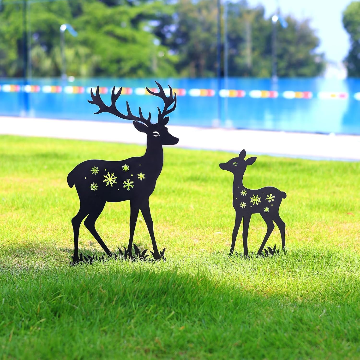 WACLSTDAY Deer Garden Decor for Outside, Metal Decorative Garden Stakes, Deer Gifts for Women Men Black Silhouette Statues Decorations for Yard Art, Patio, Backyard, Outdoor, Lawn Ornaments