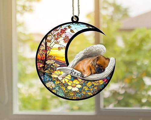 Miniatura 629 de Chow Chow Dog Memorial Suncatcher, adorno de Navidad Chow Chow con nombre, atrapador de pérdida de mascotas, regalos para los amantes de los perros