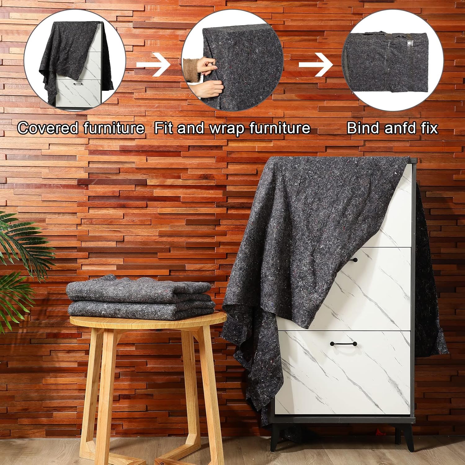 32 Pieces Textile Moving Blankets Bulk 54 x 72 Inch Furniture Blanket High Tensile Strength Pads Shipping Packing Blanket for Moving Furniture Floors Moves and Storage Equipment(Grey)