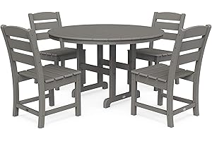 POLYWOOD Lakeside 7-Piece Dining Set with Classic Adirondack Chairs and 42" Square Dining Table