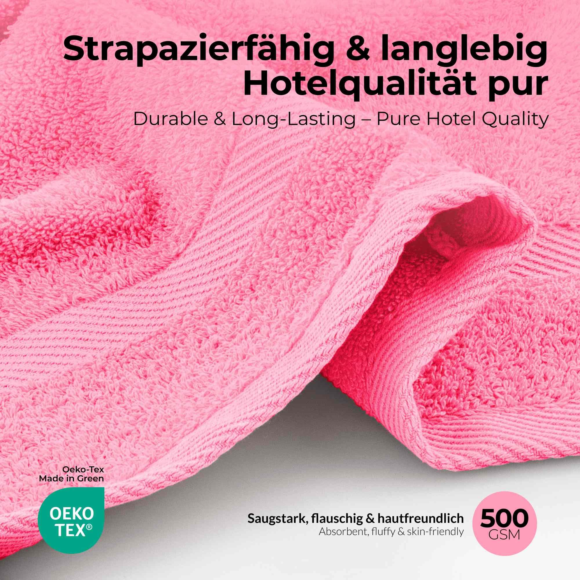 etérea Carli Handtuch Set 6-TLG Frottee Baumwolle 500 g/m² saugstark – Rosa