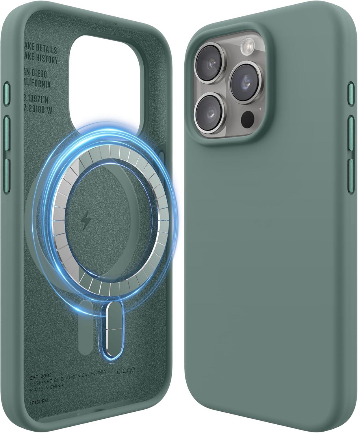 elago Magnetic Silicone Case Compatible with iPhone 15 Pro Case 6.1 Inch Compatible with All MagSafe Accessories - Built-in Magnets, Soft Grip Silicone, Shockproof (Deep Purple)