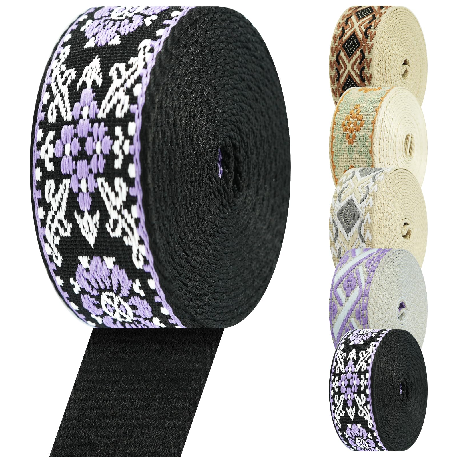 Cinghia a fettuccia da 3,8 cm in cotone jacquard poliestere nylon fettuccia 3,8 cm resistente fiore fantasia nastro per borsa tracolla zaino cintura fai da te collari per animali domestici