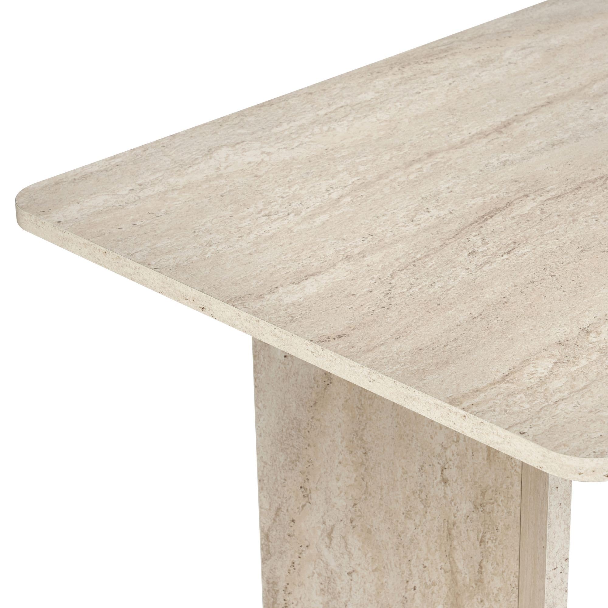 Eleganter Esstisch, 180 x 90 x 75 cm, Travertine-Farbe | 100% melaminbeschichtete Spanplatte, 25 mm Stärke | modernes Marmordesign, stabil mit 70 kg Tragkraft, perfekt für stilvolle Essbereiche