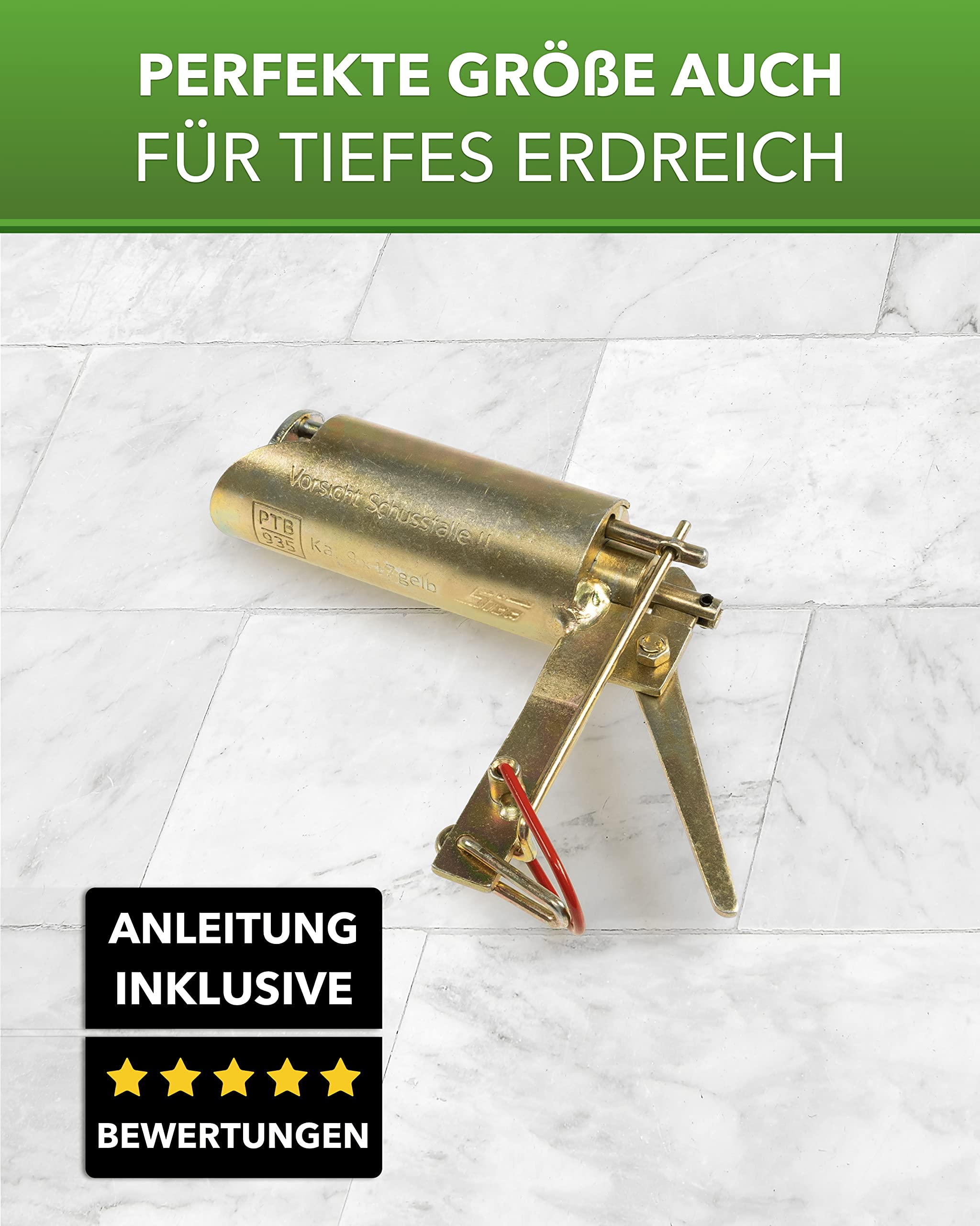 SICA Wühlmausschussfalle, Wühlmausschussgerät, Wühlmausfalle, Neu mit Rieselschutz, Zuverlässig und Sicher, Tierschutzgerecht Wühlmäuse bekämpfen