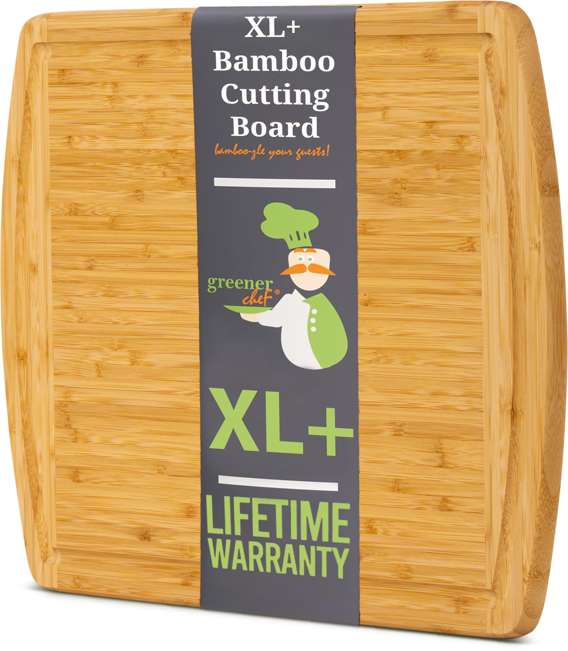 GREENER CHEF 20 Inch XL+ Extra Large Bamboo Cutting Boards for Kitchen, Stove Top Butcher Block, Extra Large Wooden Carving Board for Meat, Veggies, Charcuterie Board with Deep Juice Grooves