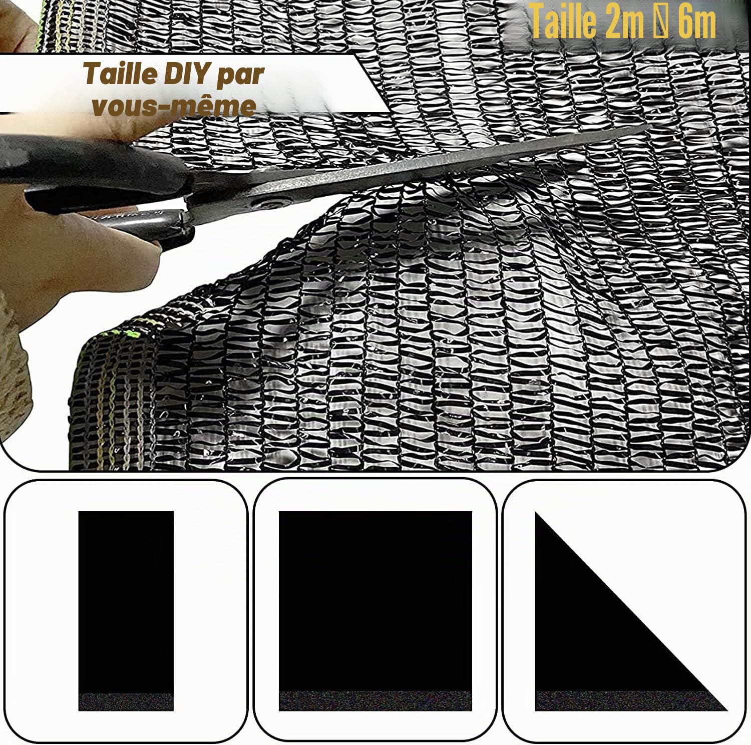 LATERN Couverture de Tissu D'ombre de 55%, 2m x 6m Maille De Jardin Bâche D'ombrage Filet D'ombrage en Pehd Filet Résistant Aux UV pour Couverture de Serre Patio Plante Fleur Poulailler Abri D'auto