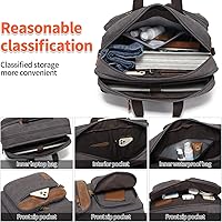 Vista 6 de Bolsa de mensajero para hombre de 17.3 pulgadas de lona/cuero para portátil, mochila para hombre, maletín para computadora, bolsa de hombro Marrón