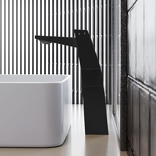 Miniatura 7 de Carré - Grifo de baño de un solo agujero, mango único, arco alto, color negro mate