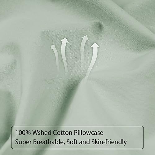 Miniatura 4 de PHF Fundas de almohada 100% algodón lavado con volantes, tamaño estándar, paquete de 2 fundas de almohada de 20 x 26 pulgadas, sin relleno, fundas