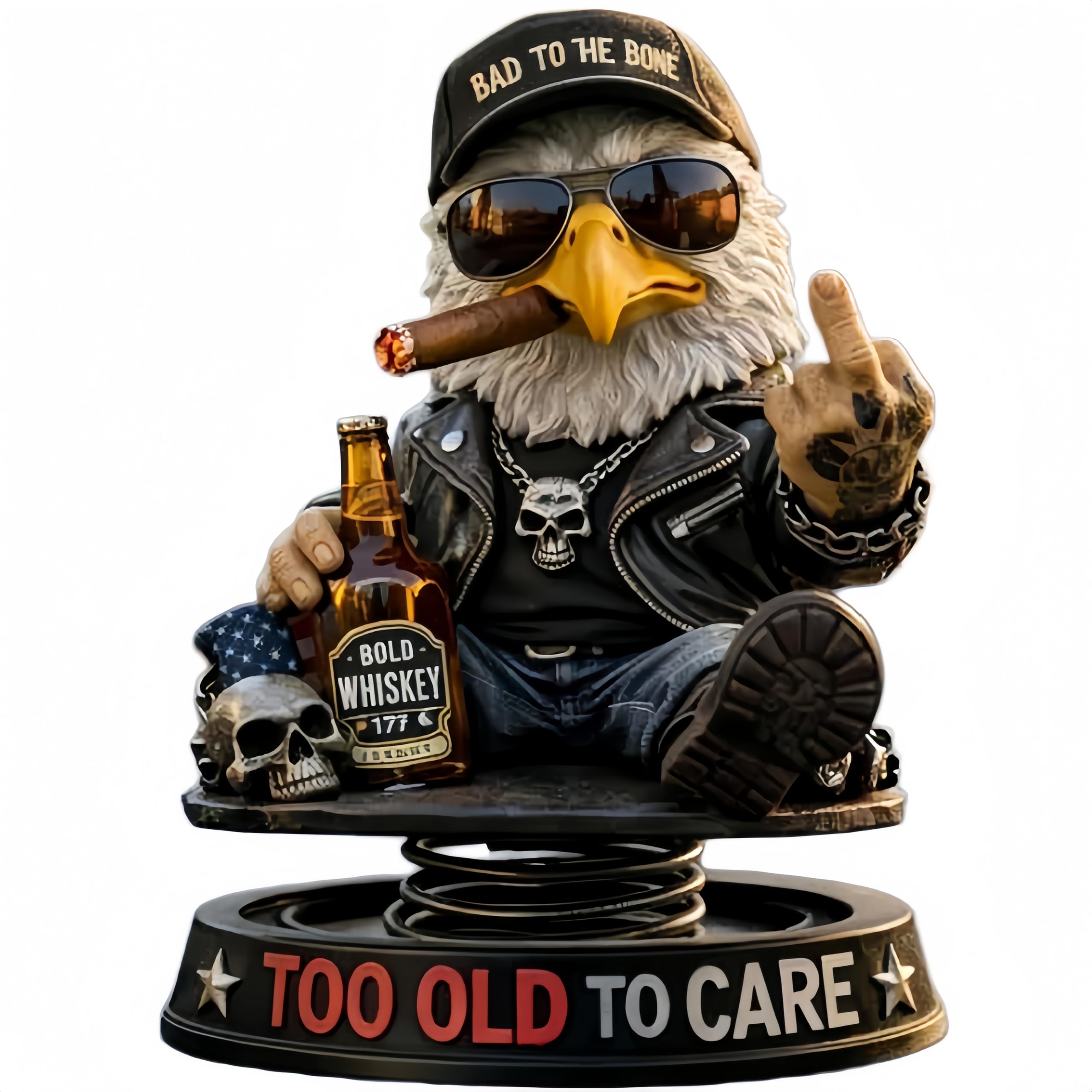 Too Old To Care Bulldog Bobblehead, Funny Resin Nodding Dog Ornament, Stable Easy Placement Car Dashboard Decor for Dog Lovers (BBB)