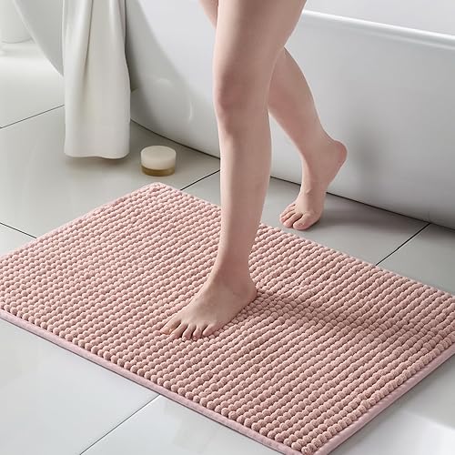 Miniatura 25 de FRESHMINT Alfombra de baño de felpilla Chunky Ombre 17"x24", pequeñas alfombras de baño suaves y absorbentes al agua para el piso del baño, gruesas