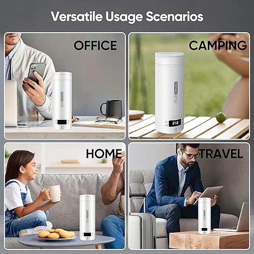 Miniatura 8 de Hervidor eléctrico portátil de viaje, mini hervidor de agua caliente de acero inoxidable 316 de 15.2 fl oz, 4 controles de temperatura, pantalla