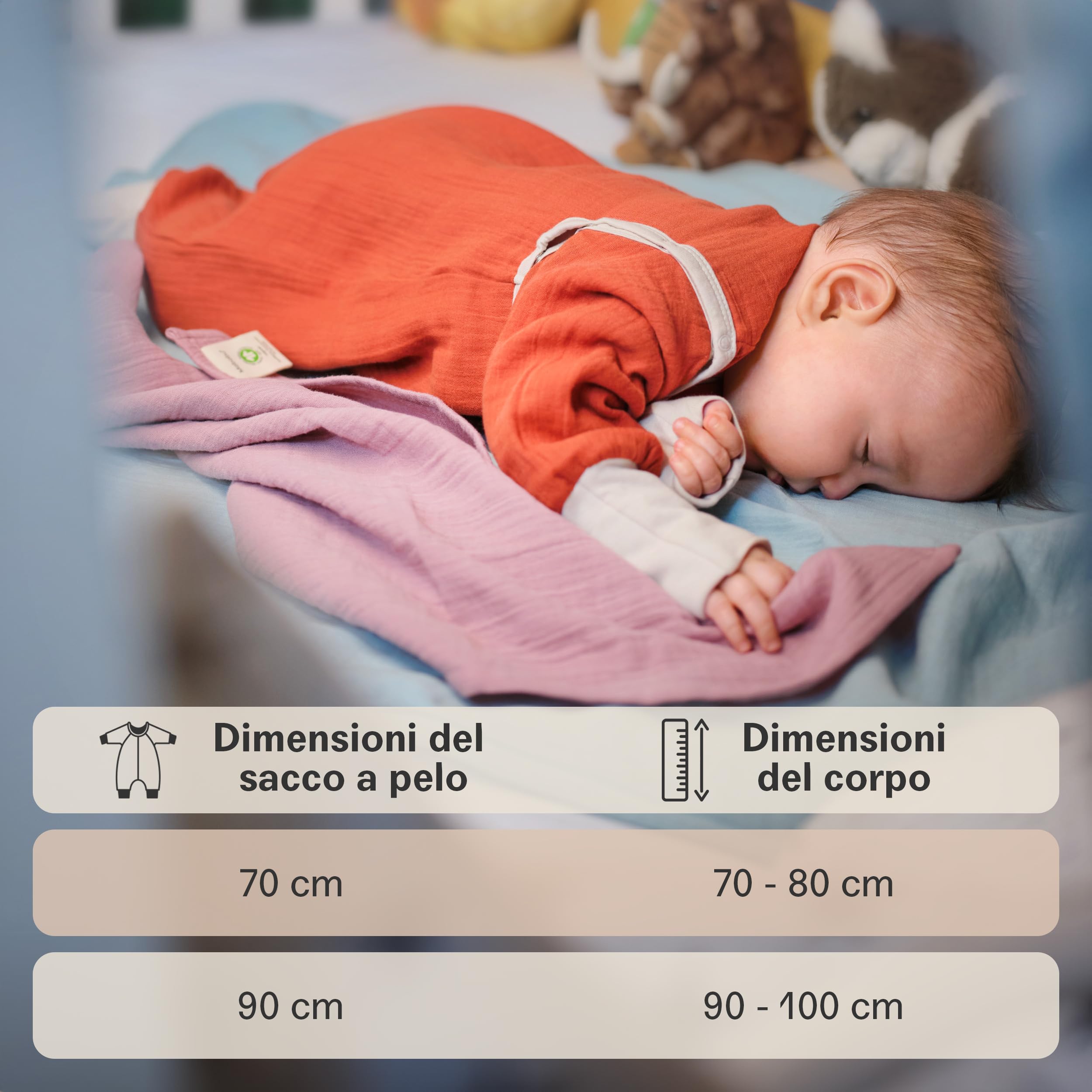 Sacco nanna piedini e maniche rimovibili sacco nanna estivo per bambini 0,5 TOG - 100% mussola di cotone biologico GOTS - sacco nanna estivo con piedini polsini pieghevoli su mani e piedi