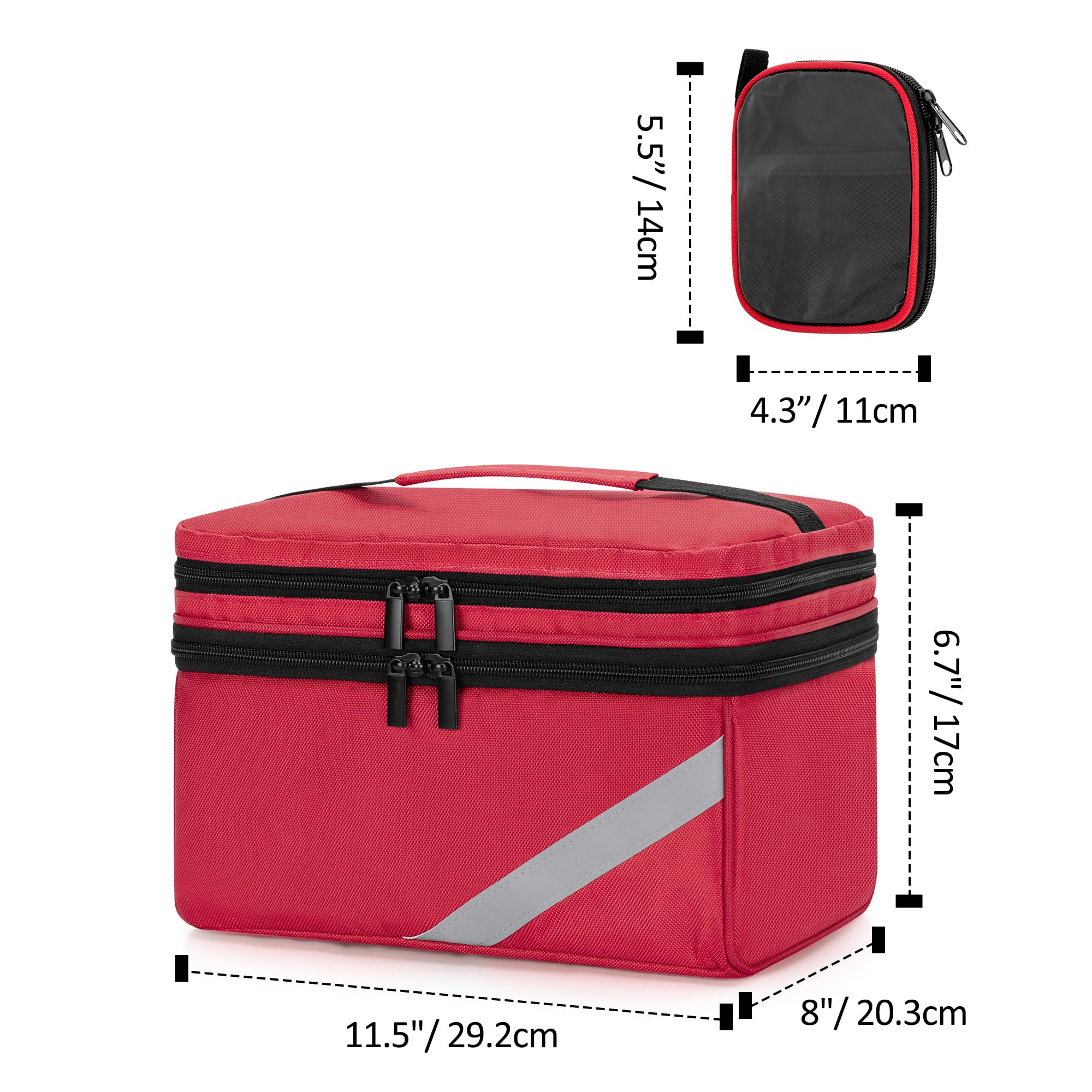Trunab Piccolo Borsa Portaoggetti per Medicinali e Portapillole, Kit di Pronto Soccorso Adatto con Farmaci d'Urgenza, Integratori e Portapillole Settimanale, Rosso