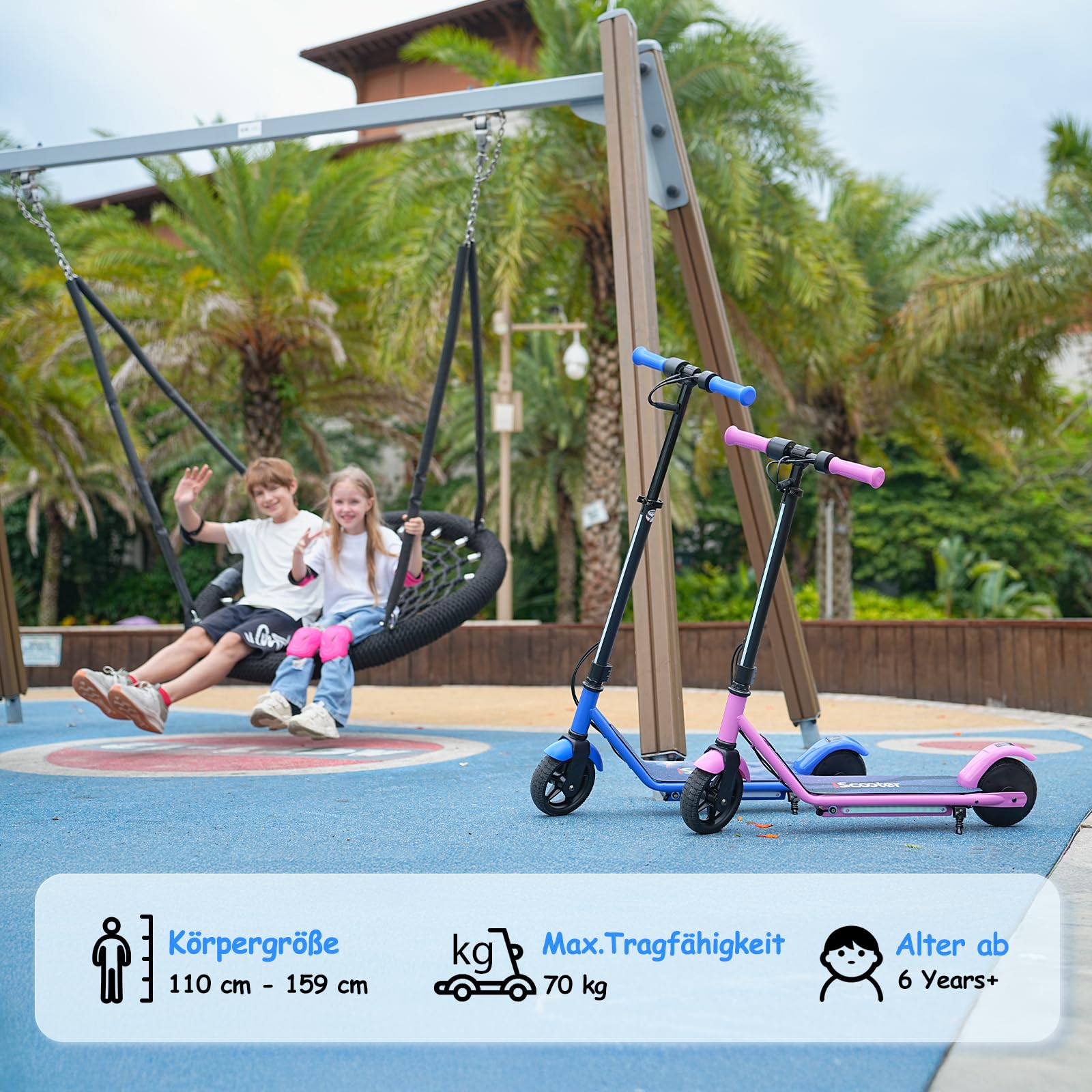 iScooter E Scooter für Kinder von 6-12 Jahren, 6" Elektroroller mit Bunte Lichter & 3 Höhenstufen einstellbar, 5.5" Leicht Kinder E Roller mit leuchtendem Vorderrad, 3/2 modi 5-16 km/h