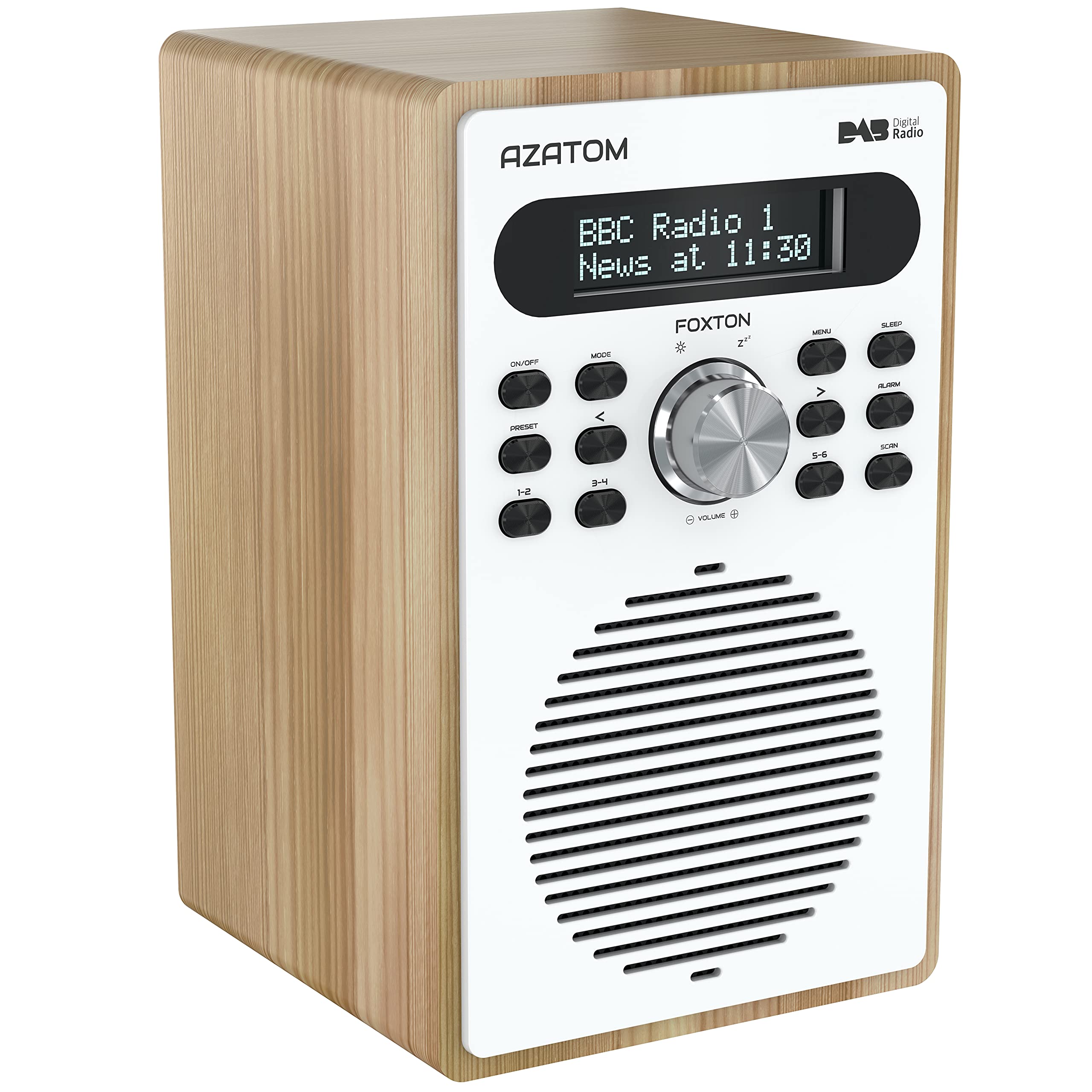 Azatom Foxton DAB/DAB+ Digital FM Radio/Alarm Clock/Wood Effect