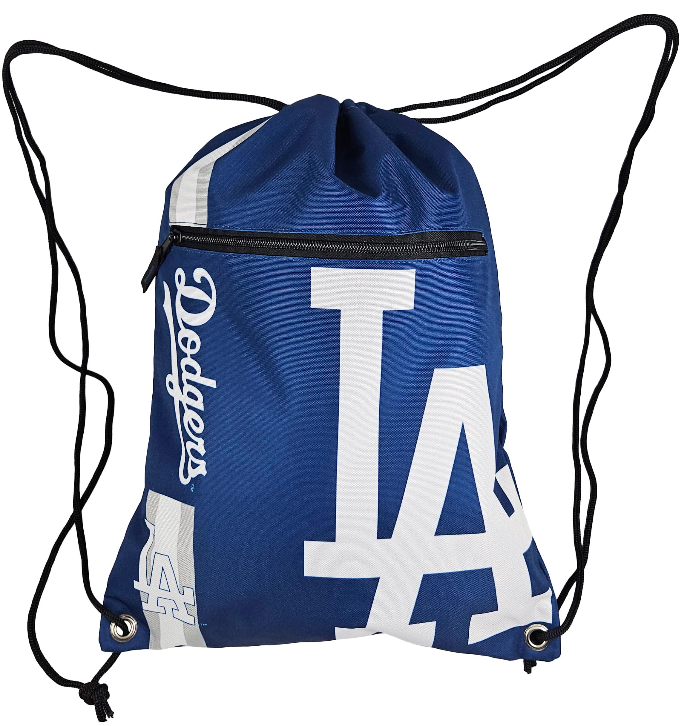 FOCO Los Angeles Dodgers Big Logo Drawstring Backpack with 2nd Zippered Pocket – Limited Edition Dodgers Bag – MLB Gear – Show Your Team Spirit with