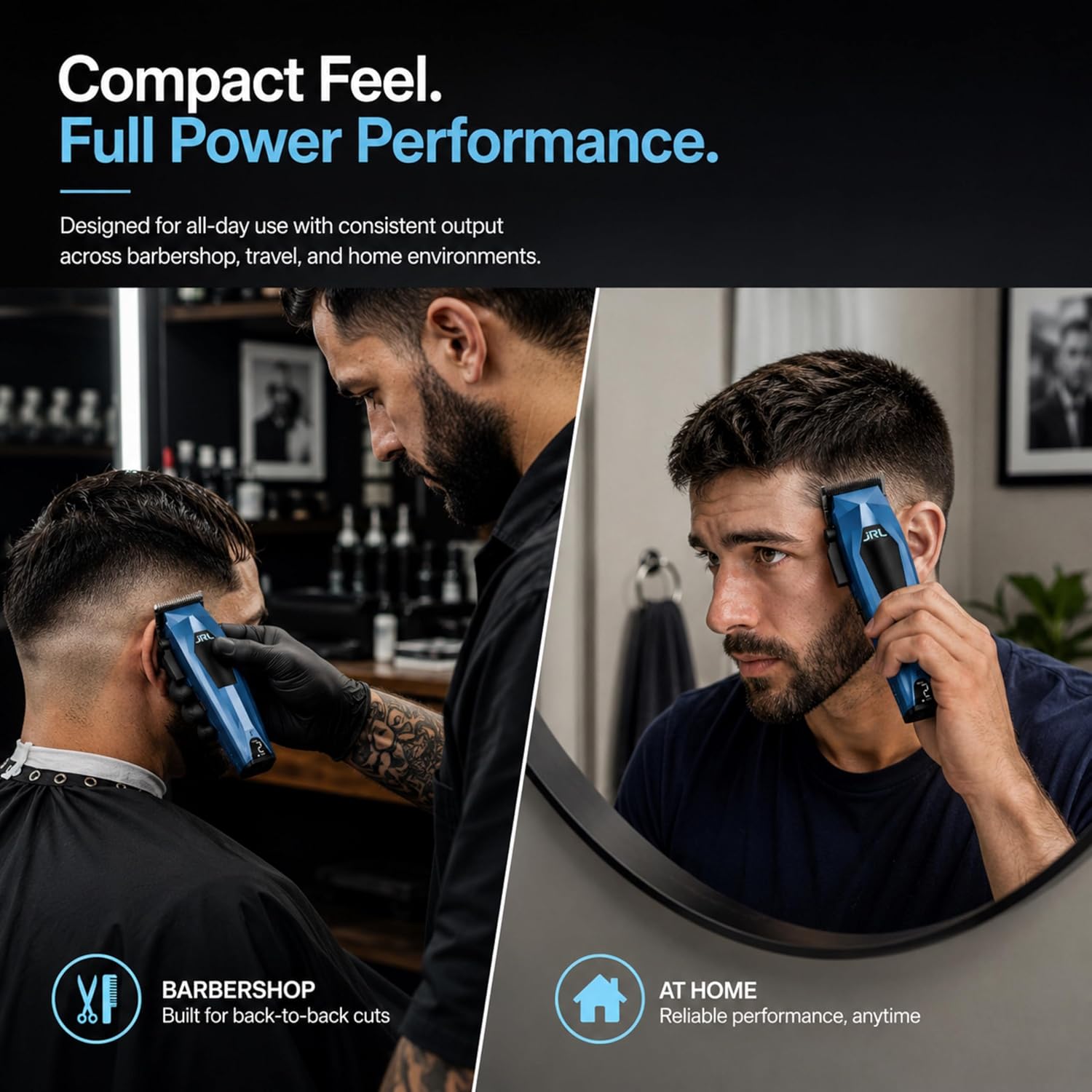 Amazon Series JRL 3000C Professional Mini Hair Clipper w/Taper Blade, 5-Level Locking System, 7800 RPM, Brushless Motor for Barbers and Stylists (White)