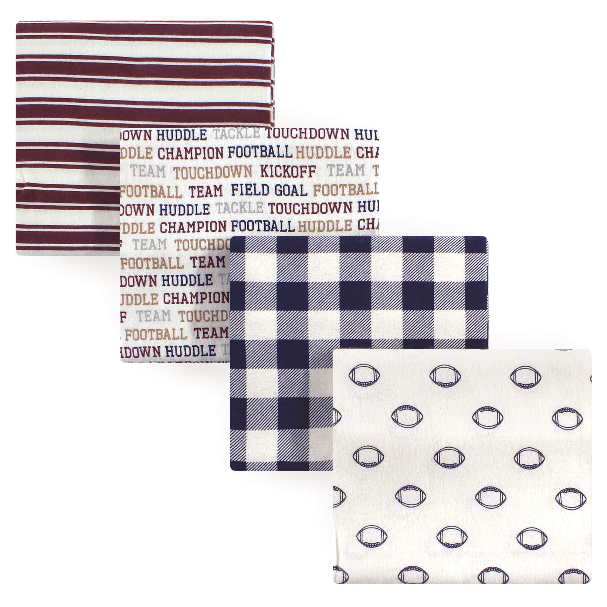 Hudson Baby Unisex Baby Cotton Flannel Receiving Blankets, Football, One Size