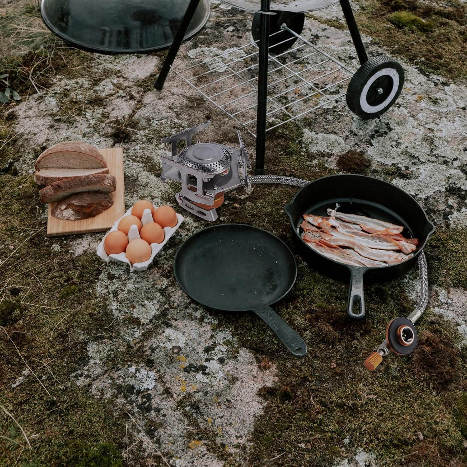 Portable Camping Stove Burner with Precise Airflow Control and Easy to Store Design, Stainless Steel and Copper Construction for Outdoor Cooking and Picnic Use