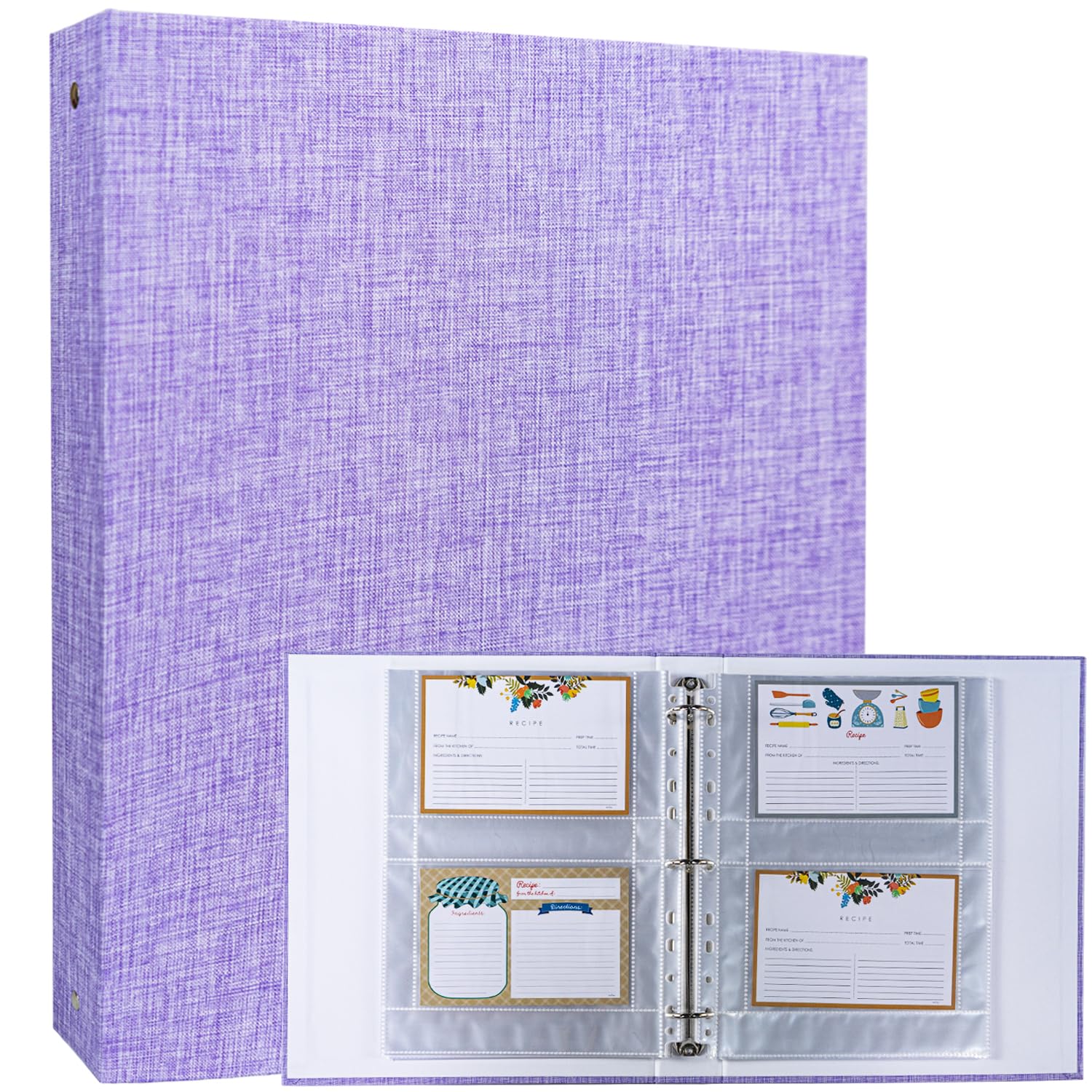 Recipe Card Page Protectors - 50 Sheets For Mini 3-Ring Binders, Holds 4x6  Cards, Side Loading (8.5 X 9.5 Size) Recipe Card Sleeves