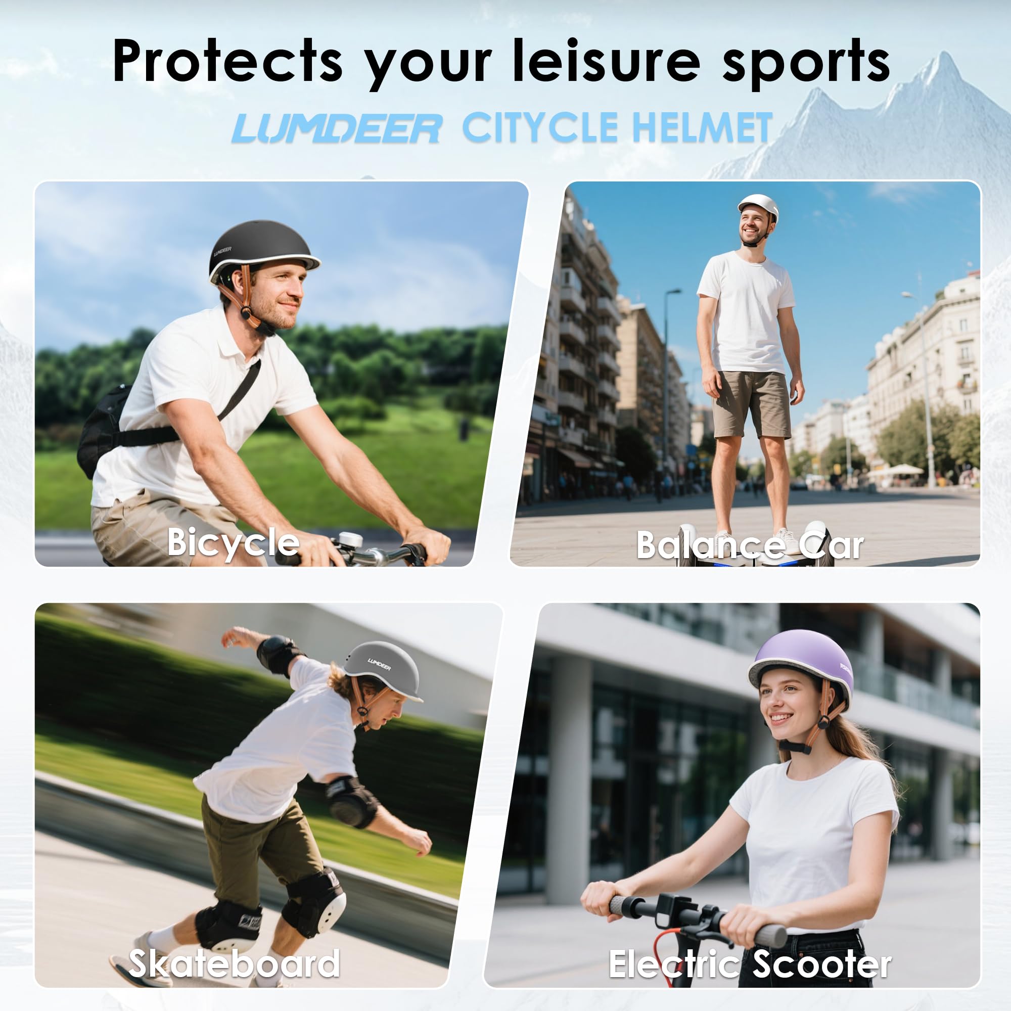 LUMDEER Kask rowerowy dla dorosłych, czapka bejsbolowa, kask miejski, stylowy kask rowerowy dla kobiet, do jazdy na rowerze miejskim