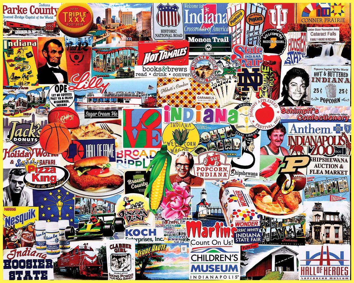White Mountain Puzzles - I Love Indiana - 1000 Piece Jigsaw Puzzle for Adults - Fun Family Activity - 24"x30"