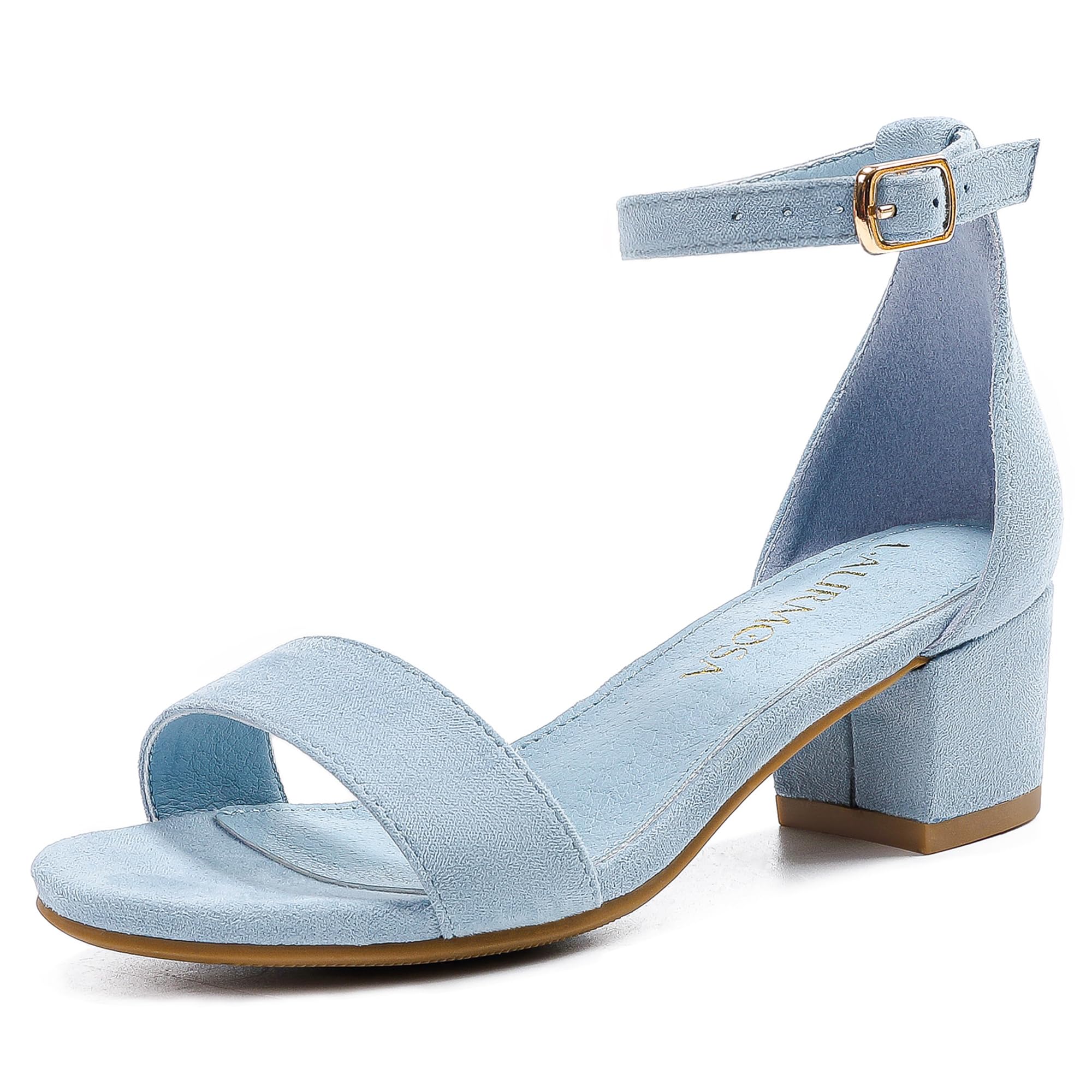 LAURMOSA Girls High Heels Sandal for Girls Open Toe Ankle Buckle Strap Dress Shoes for Little Big Kids in Wedding Party Block Chunky Pump Sandals