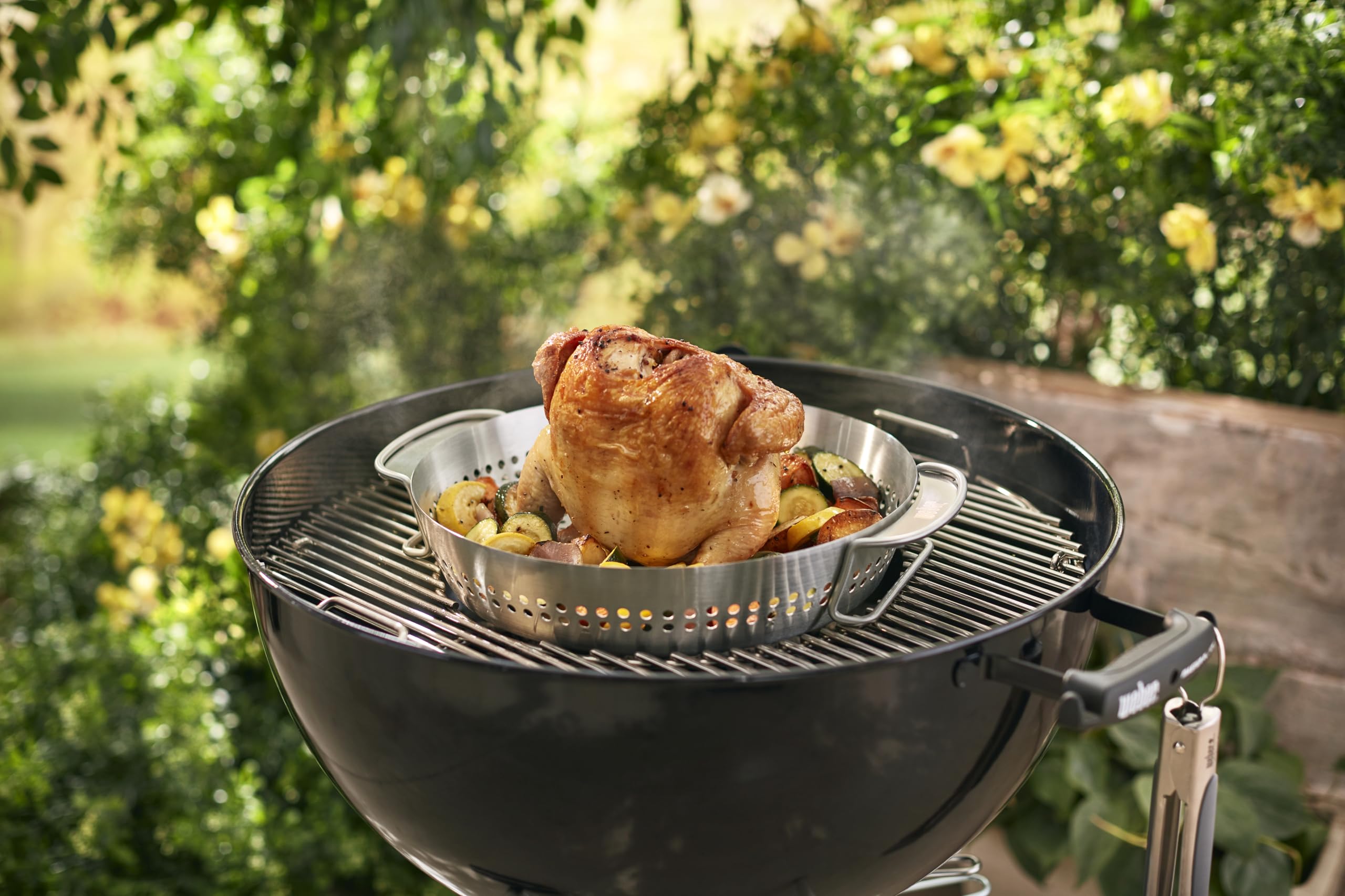 Weber Geflügelhalter Edelstahl für Gourmet BBQ System - saftiges Grillen von Hähnchen und Pute, spülmaschinenfest – Silber (8838)