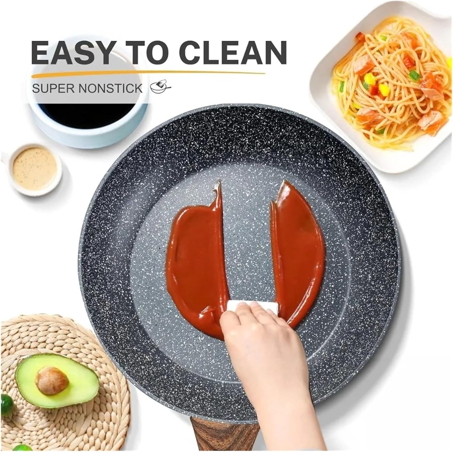 Induction Cookware Set Pot Set of Pots for Cooking 12 Pieces Dishwasher Safe Kitchen Accessories Non-Stick Sets Utensils Dinner, Fits All