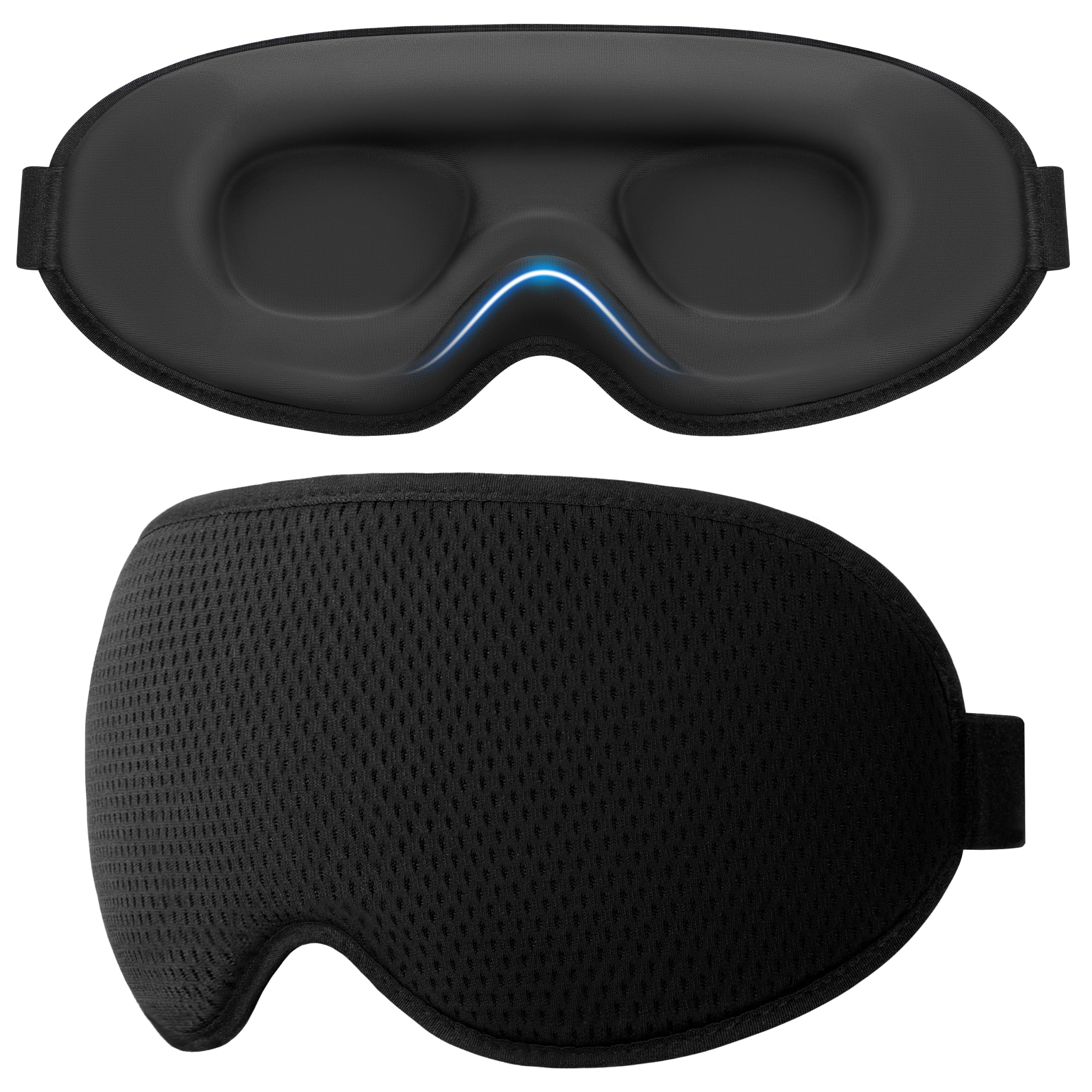 Gritin Schlafmaske für Seitenschläfer Herren & Damen Bequem, Upgrade 3D Schlafbrille mit Verstellbar Gummiband, Atmungsaktive Lichtblockierend, Ergonomische Augenmaske für Nickerchen, Flugzeug usw.