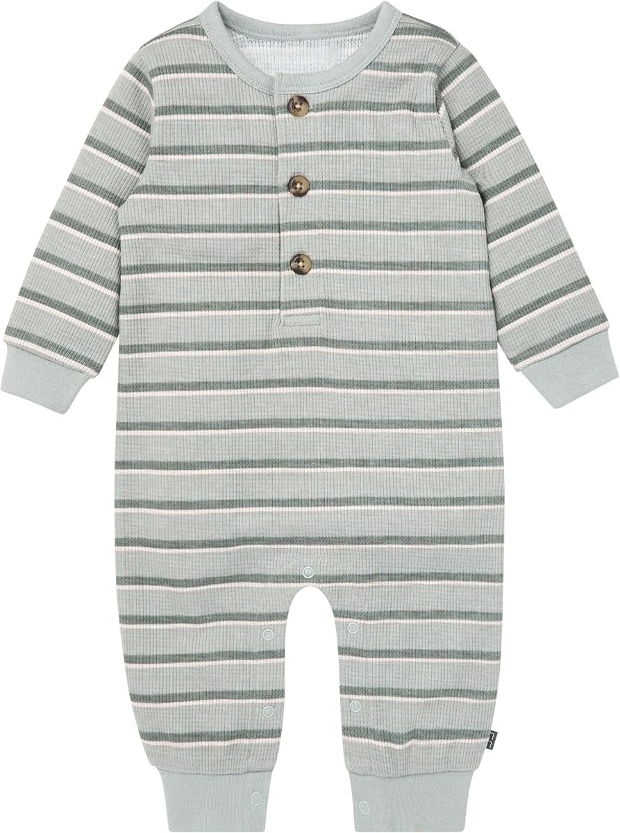 Momentos modernos de Gerber Baby Henley Waffle Knit Romper