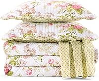 Vista 17 de Waverly Maldives - Juego de edredón de 3 piezas, tamaño matrimonial/queen, ropa de cama de percal de poliéster ligero en porcelana