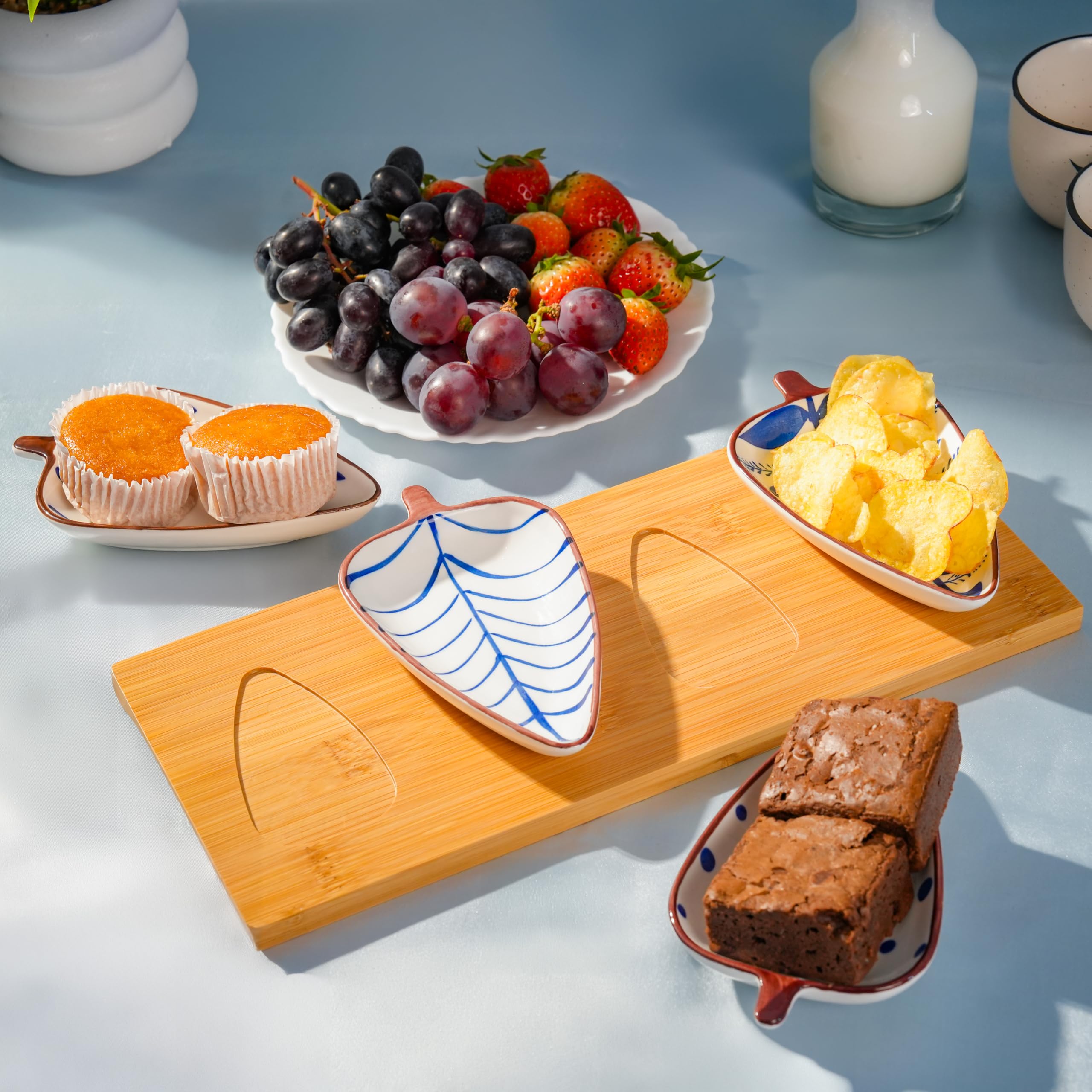 NYRWANA Leaf Bowls - Set of 4 Ceramic Plates -2