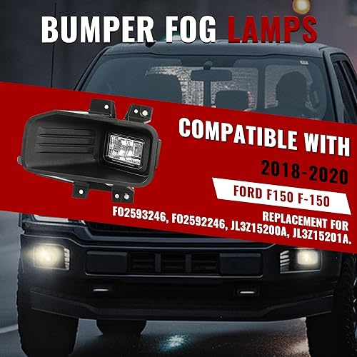 Miniatura 2 de HECASA Par de luces antiniebla compatibles con Ford F150 F-150 2018-2020 Reemplazo para FO2593246 FO2592246 FO2592246 Lámparas antiniebla de