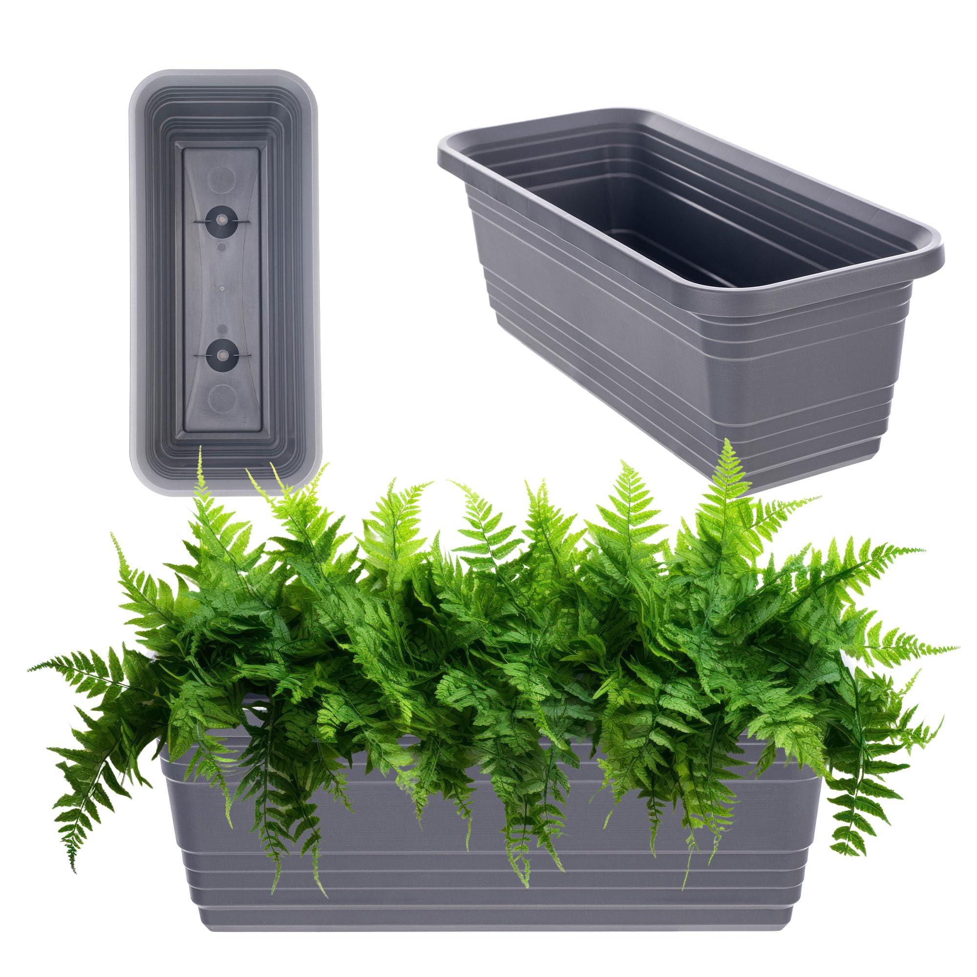 KADAX Blumenkasten 40 cm, Anthrazit  Balkontopf aus Kunststoff,  witterungsbestndiger Pflanzkasten, Blumentopf, Gelnderkasten fr Blumen,  Kruter und Pflanzen: Amazon.de: Garten
