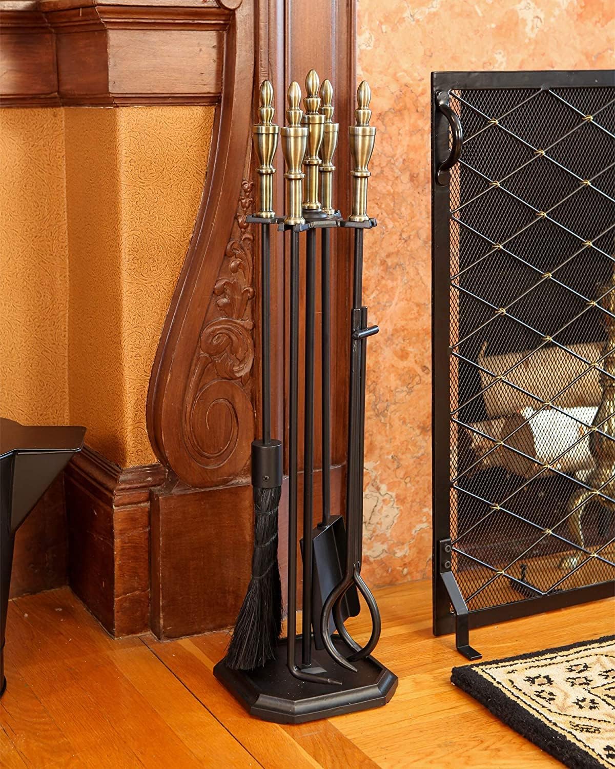 Westford Fireplace Tool Set, Antique Brass and Black