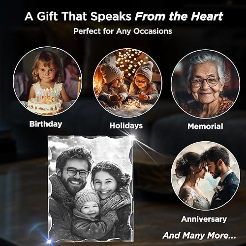 Miniatura 8 de CAPTUR3D Foto de cristal, regalos conmemorativos personalizados para mamá, papá, esposa, hombres, seres queridos, regalo personalizado con tu propia