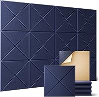 Vista 92 de Sonicism Paquete de 12 paneles acústicos de pared autoadhesivos, paneles de espuma a prueba de sonido de 12 x 12 x 0.4 pulgadas, paneles decorativos
