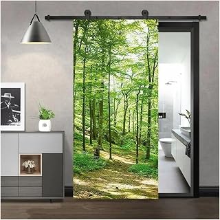 Pegatina Puerta Pegatinas De Puerta De Bosque De Bambú Verde 3D, Papel Tapiz, Pegatinas De Estilo De Pintura De Tinta, Póster Mural De Paisaje Natural(Color:H,Talla:40x120cm)