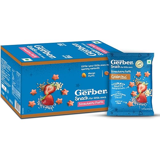 Gerber Strawberry Puffs - Yummy Multigrain Snack 150 G