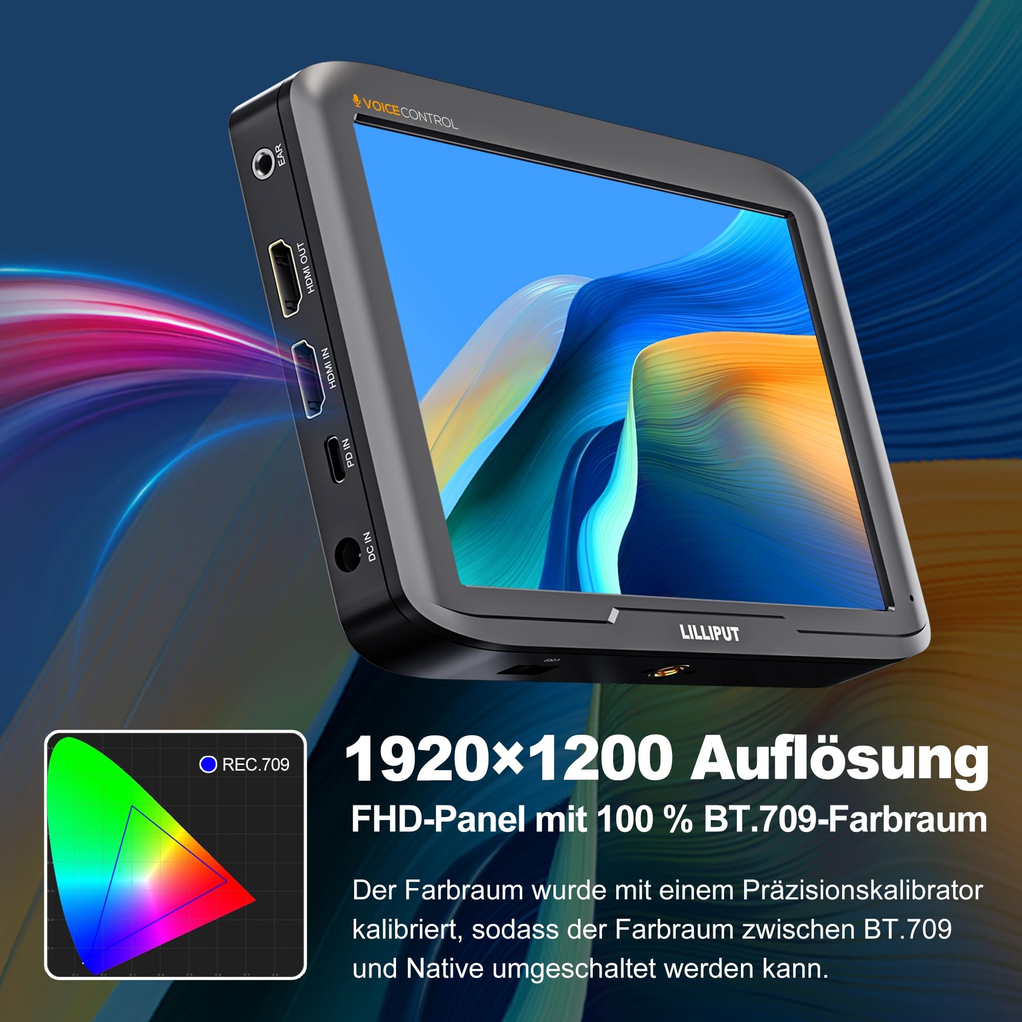 LILLIPUT V7 7 pollici 4K HDMI Field Monitor con controllo vocale - Monitor per fotocamera DSLR / Videocamera, adatto per produzione di film e fotografia